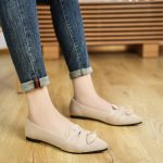 Flats for Womens Pointed Toe Ballet Flats with Bow Comfortable Knit Dressy Flats - Image 4