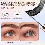 2PCS Ultra-Fine Lengthening Waterproof Quick-Dry Mascara, Iron Wand Mascara, Waterproof Metal Wand Mascaras, Long-lasting 3D Curling Eyelash, Smudge Proof and No Flaking (Black+Brown) - Image 3