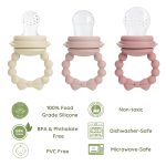 PandaEar 3 Pack Baby Fruit Food Feeder Pacifier with 3 Different Size Silicone Pouch, Silicone Teethers for Babies 3-6-12 Months, BPA Free Mesh Feeder, Baby Solid Food Essentials - Image 3