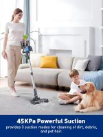 Cordless Vacuum Cleaner, 8 in 1 Powerful Suction Lightweight Vacuum Cleaner for Home, LED Display, 3 Suction Modes, 45Mins Detachable Battery Vacuum for Hard Floor Carpet Pet Hair - Image 3