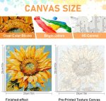 Framed Paint by Numbers Kit for Adults Beginners & Kids Ages 8-12, Sunflower Acrylic Easy Paint by Number with Frame, Watercolor Paint by Number Kits on Canvas Framed (10 * 10 Inch, without Easel) - Image 3