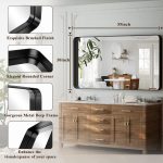 55"x 30" Black Bathroom Mirror - Aluminum Framed Wall Mirror, Bathroom Wall Mounted Vanity Mirror, Modern Bathroom Mirror, Bedroom, Living Room Wall Mirror, Hang Horizontally or Vertically - Image 4