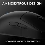 Logitech G PRO 2 Lightspeed Wireless Gaming Mouse, Right- or Left-Handed Mouse with up to 4 Customizable and Switchable Magnetic Side Buttons, 44K DPI Sensor, USB-C Charging, for PC/Mac - Black - Image 3