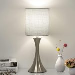 3 Way Touch Control Table Lamp, Dimmable Bedside Desk Lamp with Metal Base Modern Nightstand Lamp Stylish Grey Shade Simple Side Table Lamp for Bedroom, Living Room, Office or Den LED Bulb Included - Image 2
