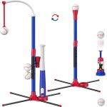 3-in-1 Baseball Set for Kids 3-5 - Tee Ball Stand, Hanging Tee, Ball Launcher and 6 Softballs - Adjustable Height, Indoor/Outdoor Sport Gifts for Boys Girls, Blue - Image 2