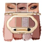 4-Color Rose Nude Eyeshadow Palette, Warm Brown Matte & Shimmer Shades, Ultra-Sparkle Glitter, High-Pigment Silky Texture, Fallout-Free Long-Lasting Eye Makeup Quad for Natural to Glam Looks-1# - Image 2