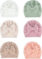 6 PCS Stretchy Baby Turban Hats, Baby Hat with Bows for Girls, Baby Boys Caps, Toddler, Newborn, Infant Hat Unisex - Image 2