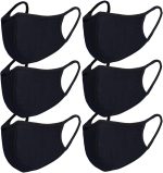 6pcs/Pack Black Mask Windproof Dustproof Masks Breathable Reusable Washed for Outdoor Sport Half Face Earloop Cotton Masks - Image 2