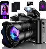8K Digital Cameras for Photography with WiFi,Autofocus 88MP Vlogging Camera for YouTube with Dual-Lens,16X Digital Zoom Point and Shoot Camera,3.2''Touch Screen, Anti-Shake,2 Batteries &Charging Stand - Image 2