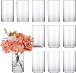 CUCUMI 12pcs Glass Cylinder Vases for Centerpieces, Flower Vases Wedding Decorations, 6 Inch Tall Glass Candle Holder for Table Shelf, Floral Vase Bulk for Home Decor - Image 2