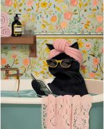 Canrichshop Black Cat Adult Paint by Number,Funny Bathing Cat Adults' Paint-by-Number Kits,DIY Acrylic Paint Kit for Adults Beginners Unframed,Easy Paint by Numbers Canvas for Decor 16x20inch - Image 2