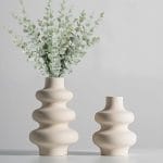 Ceramic Vases Set 2, Modern Home Decor,Off White Round Vases,Modern Dried Flower Vases, Boho Home Decor for Centerpieces Wedding Dinner Table Party Living Room Office Bedroom - Image 2
