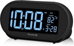 DreamSky Alarm Clocks for Bedrooms, Auto Set Digital Desk Clock for Bedside Nightstand, Electric Clock with Dimmable Brightness Dimmer, Auto DST, USB Port, Date, Temperature, Snooze - Image 2