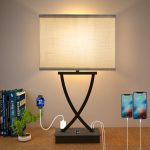 Fully Dimmable Medium Table Lamp for Bedroom with Type C/USB Charging Port and 1 AC Outlet White Shade 21.38" Bedside Nightstand Lamp for Bedroom Living Room Office and Hotel Bulb Included - Image 2