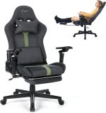 Gaming Chair with 6D Armrests, Breathable Suede Fabric & 155° Recline with footrest，Ergonomic PC Office Chair with Adjustable Lumbar Support，360° Perfectly Support Your Elbows and Wrists (Dark Gray) - Image 2