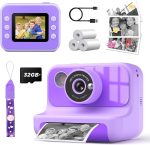 Instant Print Camera for Kids, 1080P Digital Video Cameras, Christmas Birthday Gifts Toys for Age 3-12, Toddler Camera for 4 5 6 7 8 9 10 Year Old Girls - Purple - Image 2