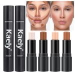 Kaely 4 Color Highlighter Contour Stick,Cream Contour Palette Kit for Beginners,Bronzer Contouring Sticks,contorno maquillaje para mujer en oferta,Concealer Stick Primer Face Makeup Brightener,01+02 - Image 2