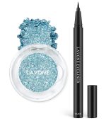 LAVONE Chameleon Eyeshadow & Eyeliner Set, Iridescent Light Blue-Gold Eyeshadow Powder, Multidimensional Sparkle with One-Swipe Color, Highly Pigmented, Smooth Non-Falling - Image 2