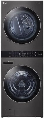 LG WashTower Stacked Smart Laundry Center 4.5 Cu.Ft. Front Load Washer & 7.4 Cu.Ft. Electric Dryer in Black Steel w/Steam WKEX200HBA - Image 2