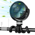 Momcozy Portable Stroller Fan, 8000mAh, 27H Ultra-long Battery Life, Detachable 4 Speed 360°Rotate, LED Night Light with 2 Modes, USB Rechargeable Handheld Cooling Fan for Travel, Car Seat, Bedroom - Image 2