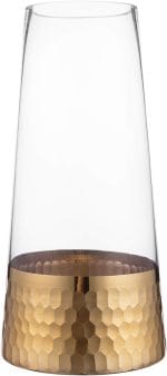 MyGift Glass and Gold Bottom Flower Vases, 10 inch Clear Glass Vases for Table Centerpieces Home Decor - Image 2