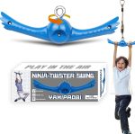 Ninja-Twister Swing Spins Set: Slackline Attachments - 360° Handle Twist-Spin Flips Toy Activate Ninja Powers Warrior Accessories Kids Hang Toys for Playground Backyard Blue - Image 2