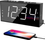PPLEE Alarm Clock for Bedroom, 2 Alarms Loud LED Big Display Plug in Simple Basic Digital Clock with USB Charging Port, Adjustable Volume, Dimmable, Snooze for Deep Sleepers Kids Elderly Home Office - Image 2