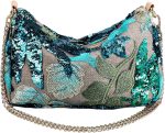 QWINEE Women's Sequin Floral Embroidery Evening Beaded Clutch Bags Elegant Mini Crossbody Purses Wedding Party Bag - Image 2