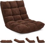 SIMOE Adjustable Floor Chair, Video Gaming Chair with Back Support, Soft Coral Fleece, Lazy Sofa Lounge for Reading, Alloy Steel Frame, Living Room Recliner for Adults, Kids, Brown - Image 2