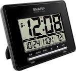 Sharp Atomic Desktop Clock – Auto Set Digital Alarm Clock - Atomic Accuracy - Easy to Read Screen with Time/Date/Temperature Display- Perfect for Nightstand or Desk - Image 2