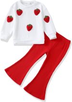 Toddler Girl Clothes Kids Outfits Long Sleeve Ribbed Sweatshirt Bell Bottom Pants Set Fall Winter Clothing for Girls - Image 2