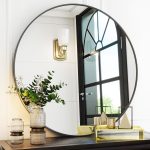 VooBang Black Round Bathroom Mirror, 30 inch Circle Wall Mounted Hanging Mirror with Simple Modern Circular Metal Frame for Hallway, Entryway, Living Room, Black Frame - Image 2