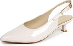 Women's Pointed Closed Toe Slingback Kitten Heels Pumps with Adjustable Ankle Buckle Comfortable Elegant Low Stiletto Pump Shoes Wedding Party Dress Shoes - Image 2