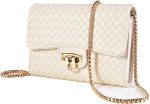 Women's Woven Leather Small Crossbody Bag – Small Purse with Chain Strap, Fits iPhone, Cards – Work & Evening - Image 2