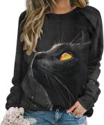 ZOCAVIA Black Cat Y2K Sweatshirts for Women Fall Casual Cute Cat Floral Graphic Pullover Tops Long Sleeve T Shirts Oversized - Image 2