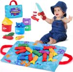 hahaland Toddler Toys Montessori Toys for 1 Year Old Boy Girl Birthday Gift - 10 in 1 Cloth Fishing Game Christmas Toddler Gifts 1-3 with Stacking Cups - Number Counting, Color Sorting Learning - Image 2