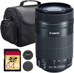 Canon EF-S 55-250mm f/4-5.6 IS STM Lens | Compact Telephoto Zoom with Image Stabilization & Smooth STM Autofocus | Ideal for Sports, Travel, & Everyday Photography(8546B002) + Shoulder Bag + 64GB Card - Image 2
